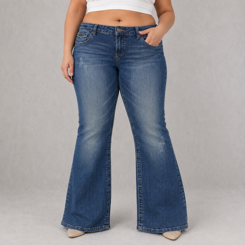 Hydraulic Jeans Womens 13/14 Blue Distressed Flare Bootcut Denim Low Rise Y2K